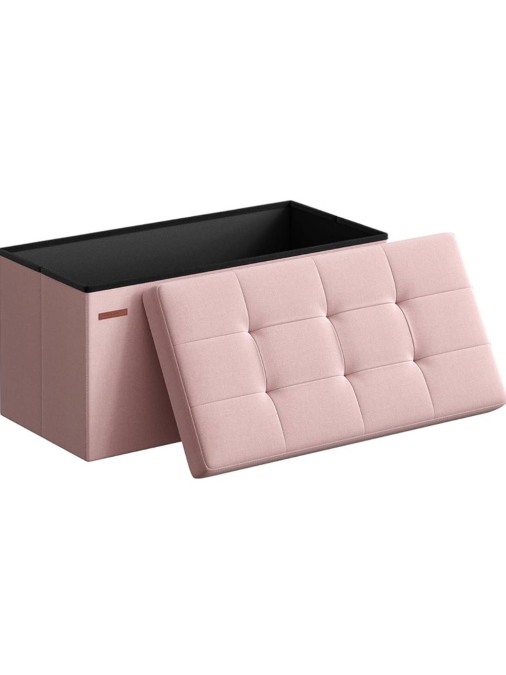 30 Inches Pink Storage Ottoman Bench with Removable Tufted Lid